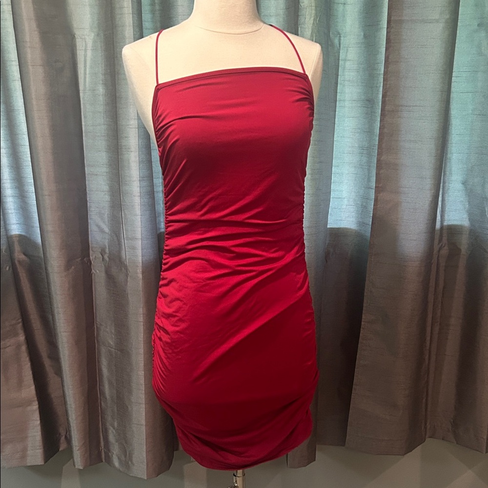 SHEIN Red Mini Dress with Spaghetti Straps body on sz SP